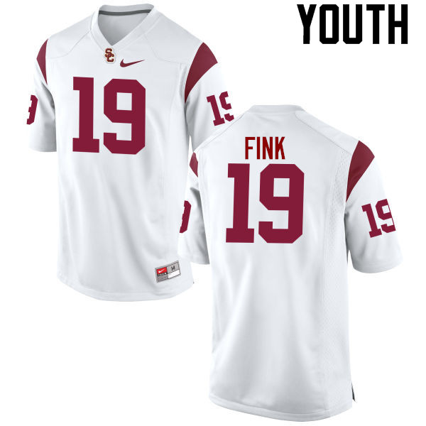 Youth #19 Matt Fink USC Trojans College Football Jerseys-White
